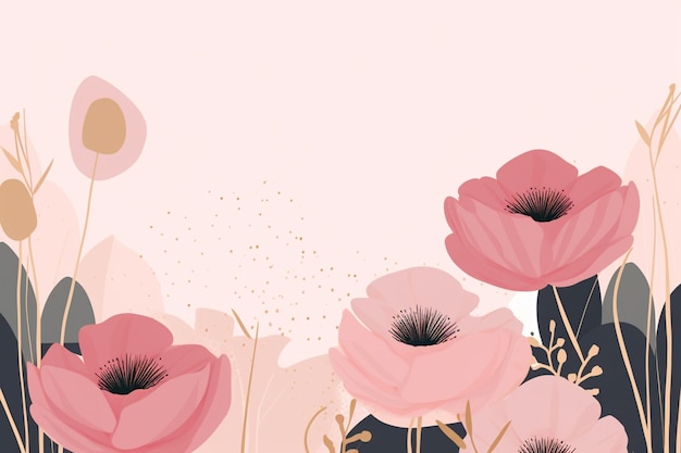 Pink flowers on a pink background with a gold star.