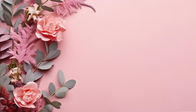 Pink flowers on a pink background