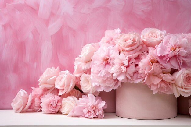 Pink flowers on a pink background