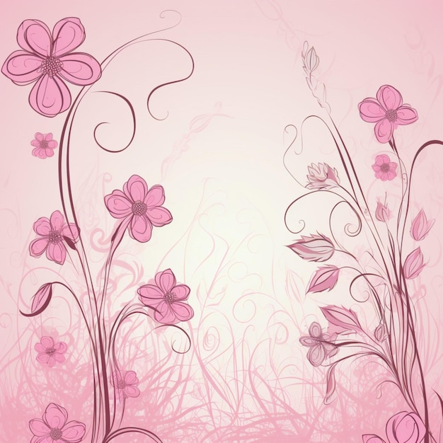 Pink flowers on a pink background