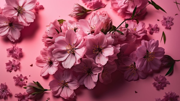 Pink flowers on a pink background