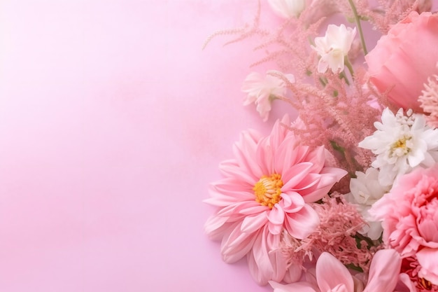 Pink flowers on a pink background