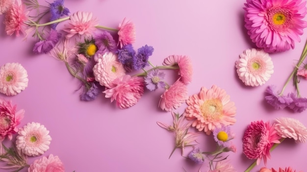 Pink flowers on a pink background