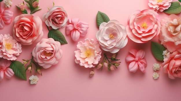 Pink flowers on a pink background