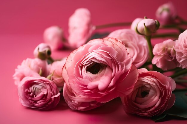 Pink flowers on a pink background