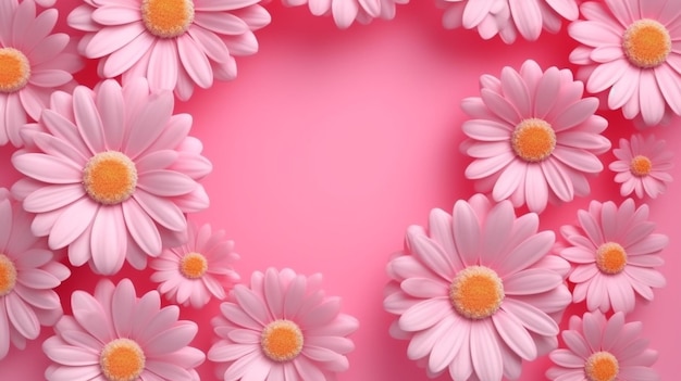 Pink flowers on a pink background