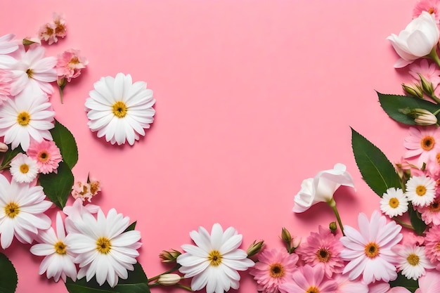 Pink flowers on a pink background