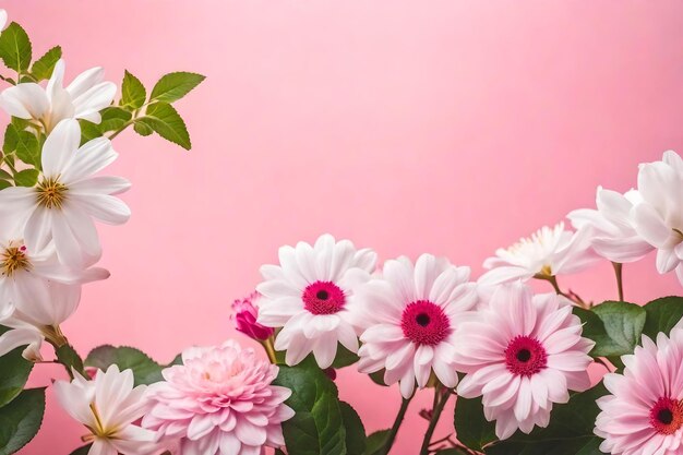 Pink flowers on a pink background