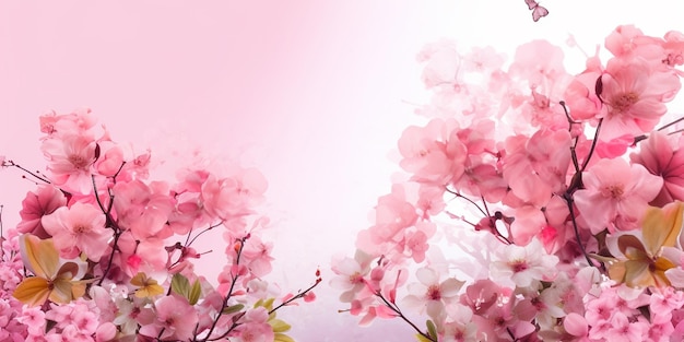 Pink flowers on a pink background