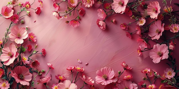 Pink Flowers on Pink Wall