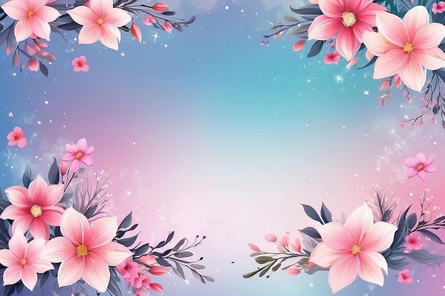 Pink Flowers Poster Background Template Romantic Star