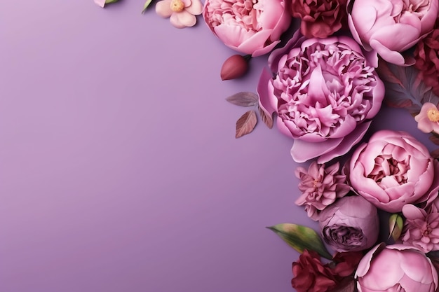 Pink flowers on a purple background