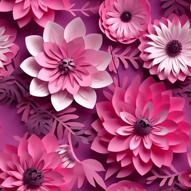 Pink flowers on a purple background