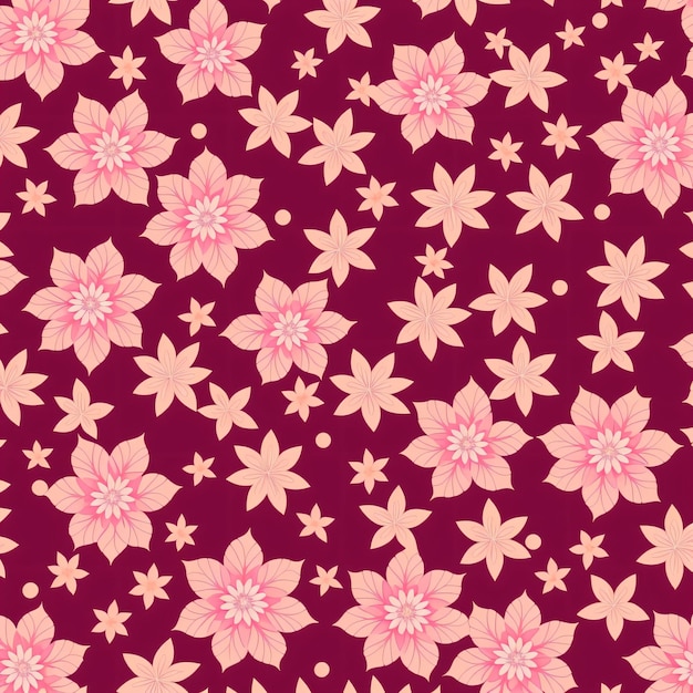 Pink flowers on a red background