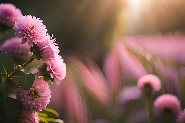 Pink flowers in the sunlight