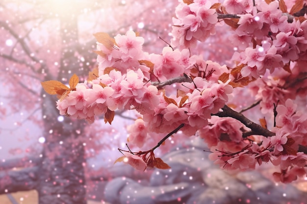 Pink flowers on a tree