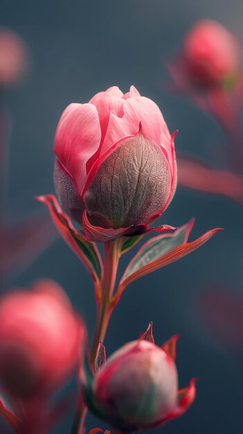 テーブルの上にある花瓶の中のピンクの花