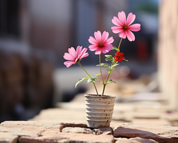 Photo pink flowers in a vase