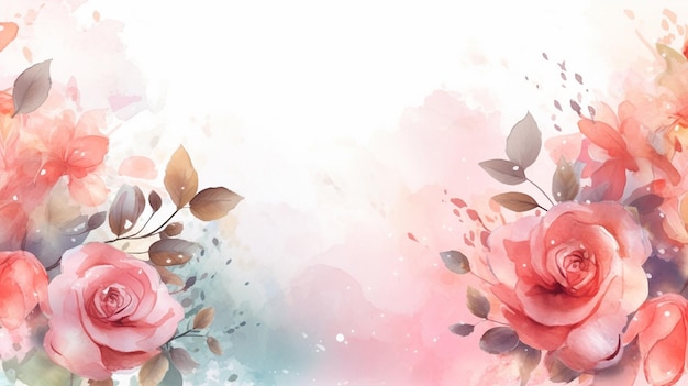 Pink flowers on a watercolor background with a watercolor background