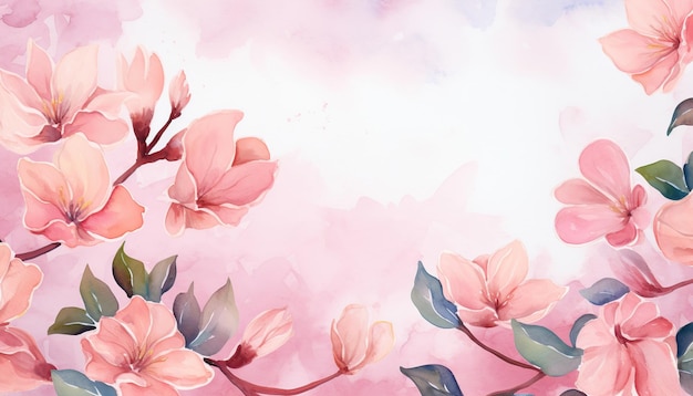 pink flowers watercolor background