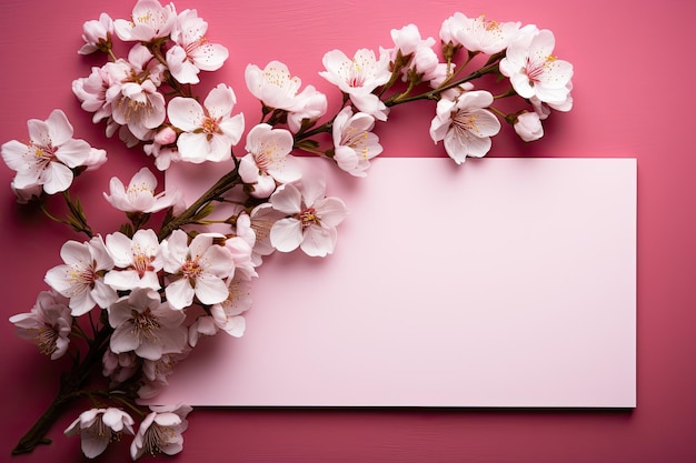 Розовые цветы на белом фоне Клоуз-ап Пустое место для вдохновляющего текста прекрасная цитата или положительные поговорки ИИ генератив