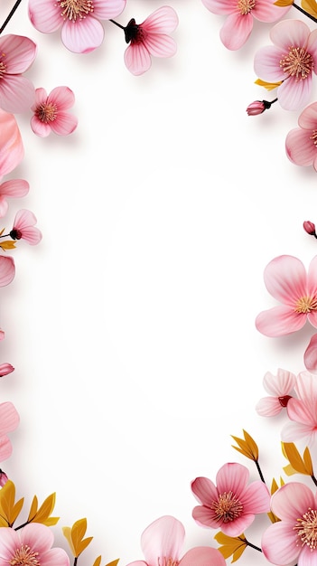 Pink flowers on a white background