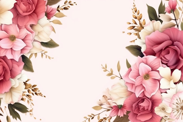 Pink flowers on a white background