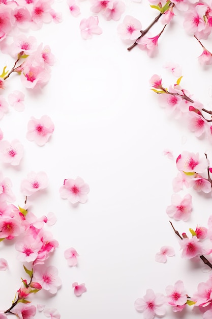 pink flowers on a white background