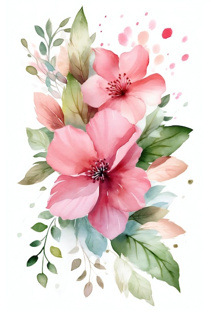 Pink flowers on a white background