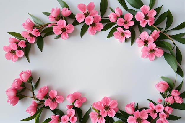 Pink flowers on a white background