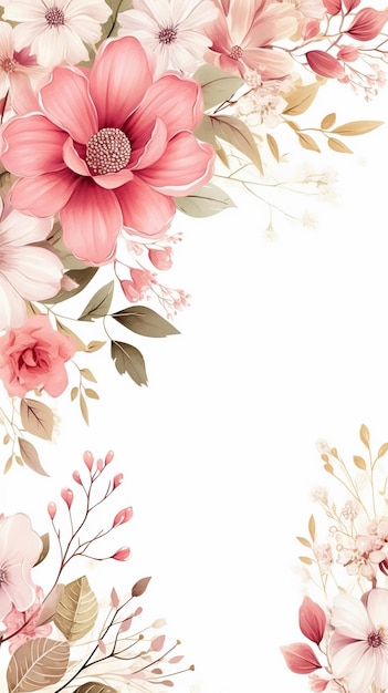 Pink flowers on a white background