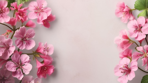 Pink flowers on a white background