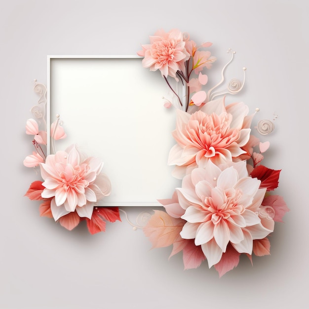 Pink Flowers on White Frame