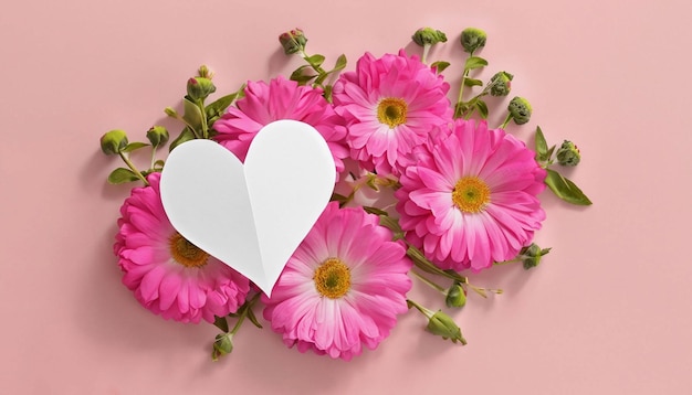 Pink flowers with a heart on the top