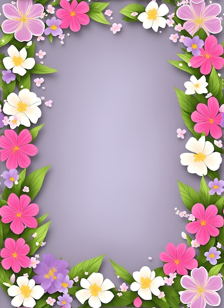 Pink flowers with leaves on a gray background with space for text Generative AI