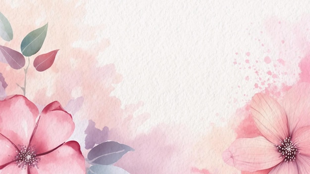 Photo pink flowers with a watercolor background