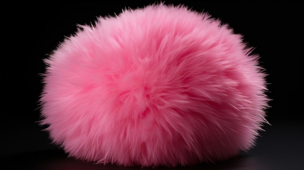 Pink fluffy ball isolated on black background