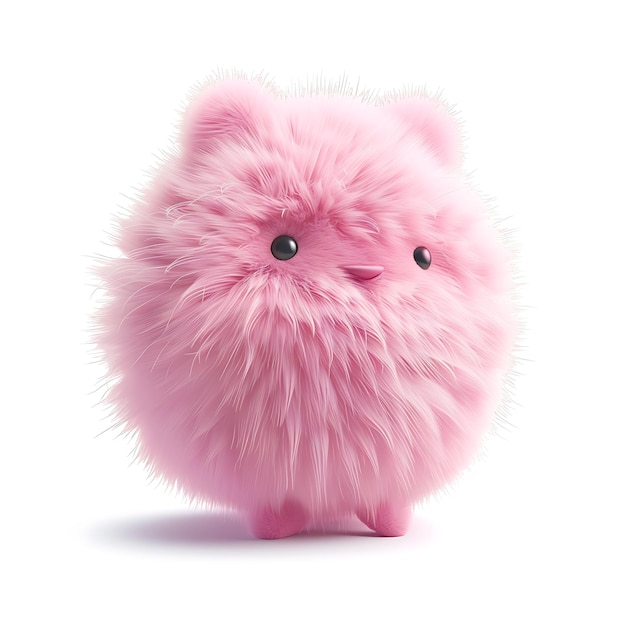 Photo a pink fluffy cat is standing on a white background