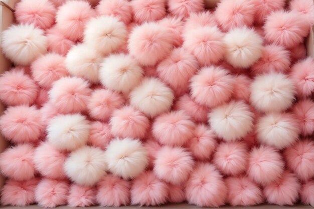 Photo pink fluffy fur balls wallpaper fluffy background fluffy fur background fur texture background ai generative