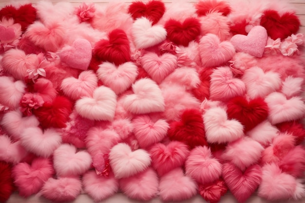 Pink Fluffy Heart Wallpaper Red Fluffy Heart Background Valentine day background Fluffy Fur Heart