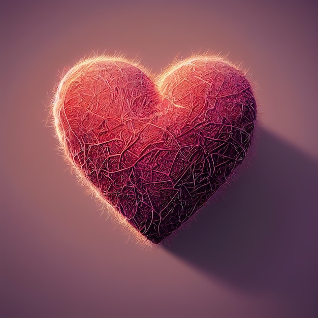 Розовые пушистые сердечки AI рендеринг
