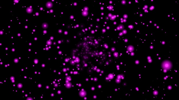 pink flying particles on a black background