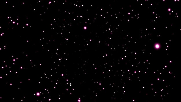 pink flying particles on a black background