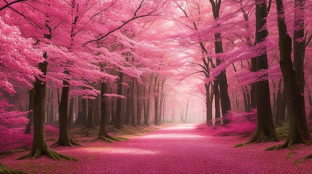 Foto pittura rosa degli alberi rosa della foresta