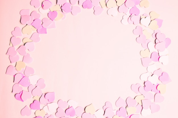 Pink frame made of small hearts