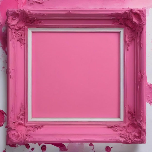 Pink frame of paints on white sheet