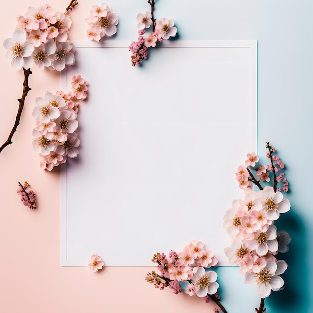 pink frame with cherry blossom flower