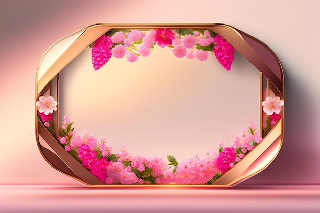 A pink frame with a flower pattern on it