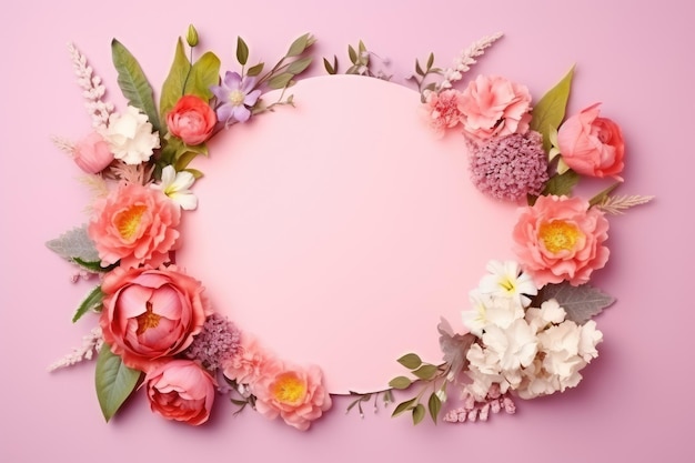 a pink frame with flowers on it and a pink background.