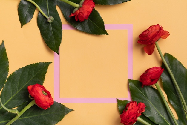 Pink frame with red flowers